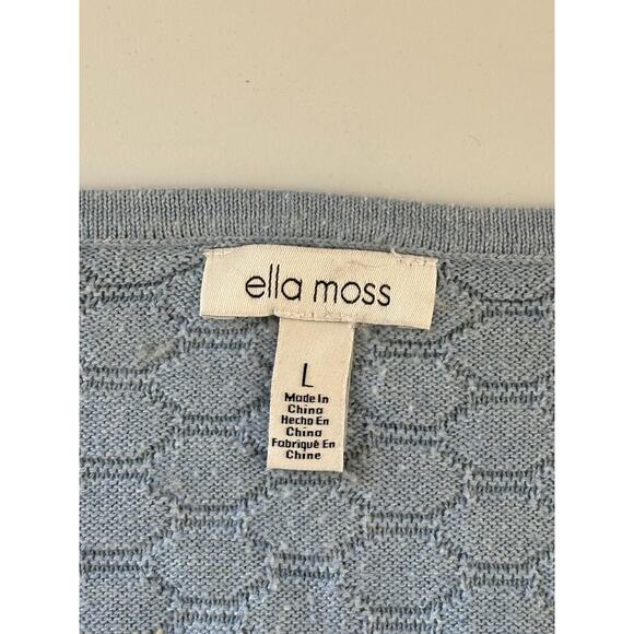 Ella Moss Light Blue Chunky Knit V-Neck Sweater Short Sleeve Winter Casual Large - Picture 3 of 6